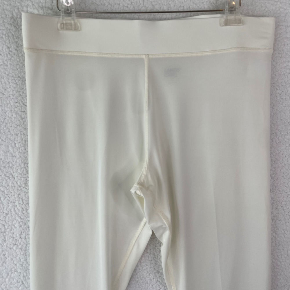 Lands End Womens Thermaskin Leggings Ivory White Base Layer Tights Size L 14-16